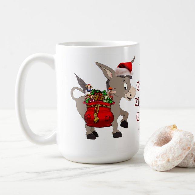Taza De Café Dominick El Burro De Los Navidades Italianos (Con donut)