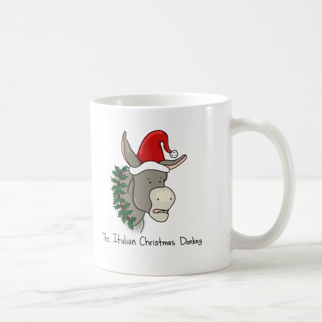 Taza De Café Dominick el burro italiano del navidad (Derecha)