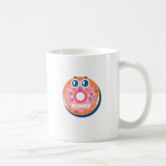 Taza De Café Dona Kawaii Rosa con Purpurina Deliciosa Dibujo Mo