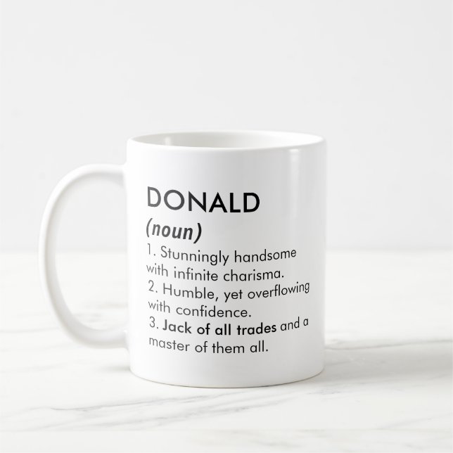 Taza De Café Donald name, Editable name, Custom name (Izquierda)