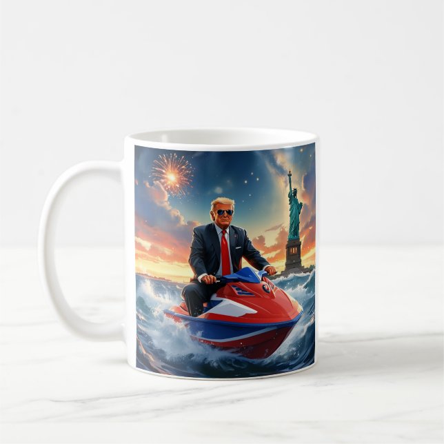 Taza De Café Donald Trump en fuegos artificiales de la estatua  (Izquierda)