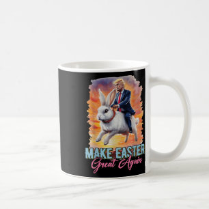 Taza De Café Donald Trump monta un conejo hace que la Pascua se