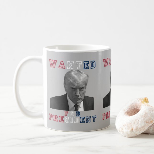 Taza De Café Donald Trump Mugshot quiere ser presidente 2024 (Con donut)