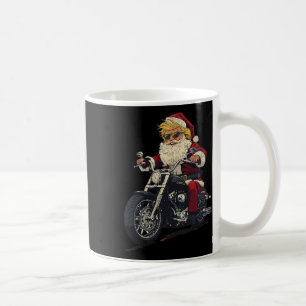Taza De Café Donald Trump Navidad Motociclista Moto Santa Diver