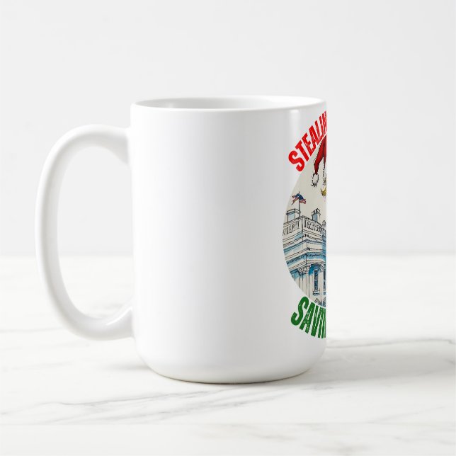TAZA DE CAFÉ DONALD TRUMP - ROBAR NAVIDADES, SALVAR A ESTADOS U (Izquierda)