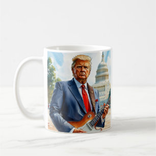Taza De Café Donald Trump tocando guitarra eléctrica en el Capi