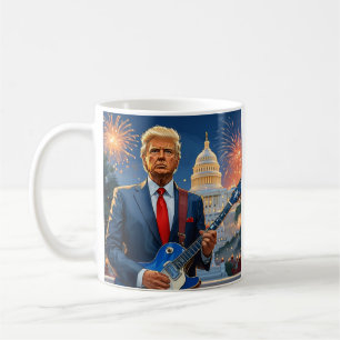 Taza De Café Donald Trump tocando guitarra eléctrica en el Capi