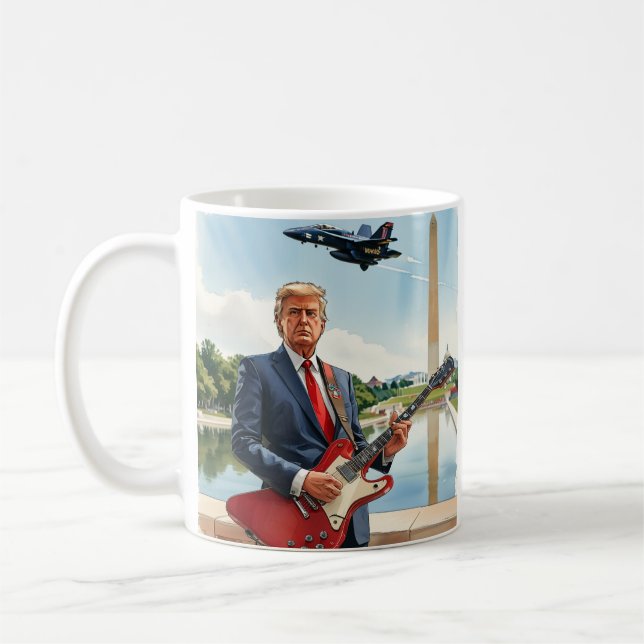 Taza De Café Donald Trump tocando guitarra eléctrica Washington (Izquierda)