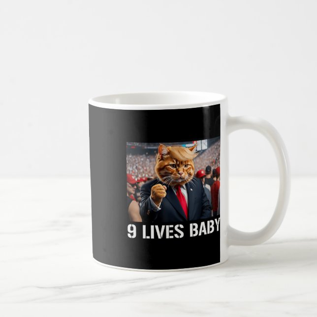 Taza De Café Donald Trump un gato nueve vidas bebé (Derecha)