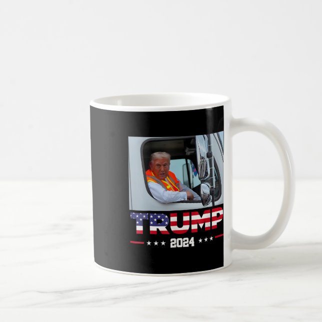 Taza De Café Donald Trump viaja en camión de basura 1 (Derecha)