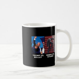 Taza De Café Donald Trump vs. Bullet Biden vs Stairs Funny Trum
