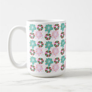 Taza De Café Donas Glaseadas de Navidad con Dibujos Rosados