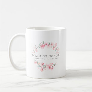 Taza De Café doncella de honor rosa floral