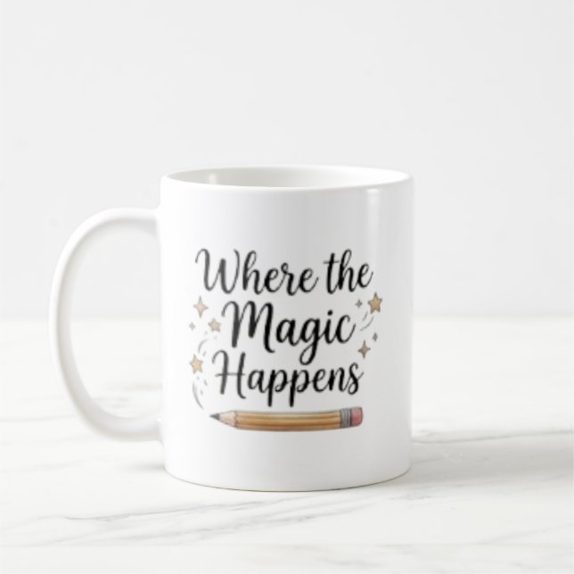 Taza De Café Donde la Magia Sucede Personalizado (Izquierda)