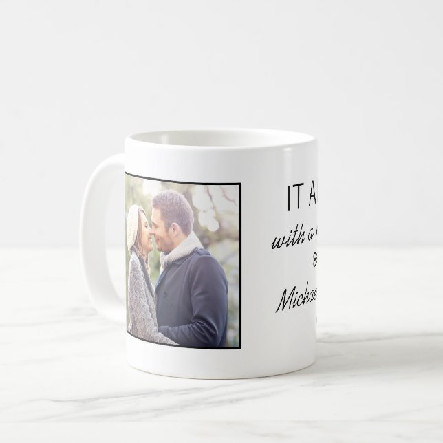 Taza De Café Donde todo empezó foto de parejas personalizadas (Anverso izquierdo)