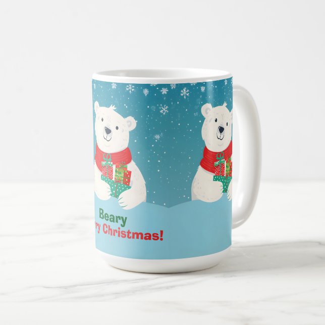 Taza De Café Dones de oso polar y Navidades de mensajes lúdicos (Anverso derecho)