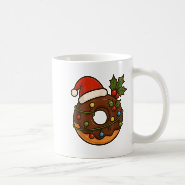 Taza De Café Donut Doughnut Feliz Navidad Navidades Santa Hat B (Derecha)