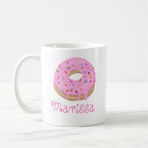 Taza De Café Donut rosado y café con nombre
