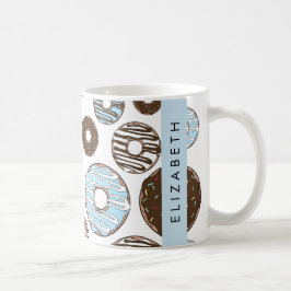 Taza De Café Donuts azules, donuts marrones, rociadores, tu nom