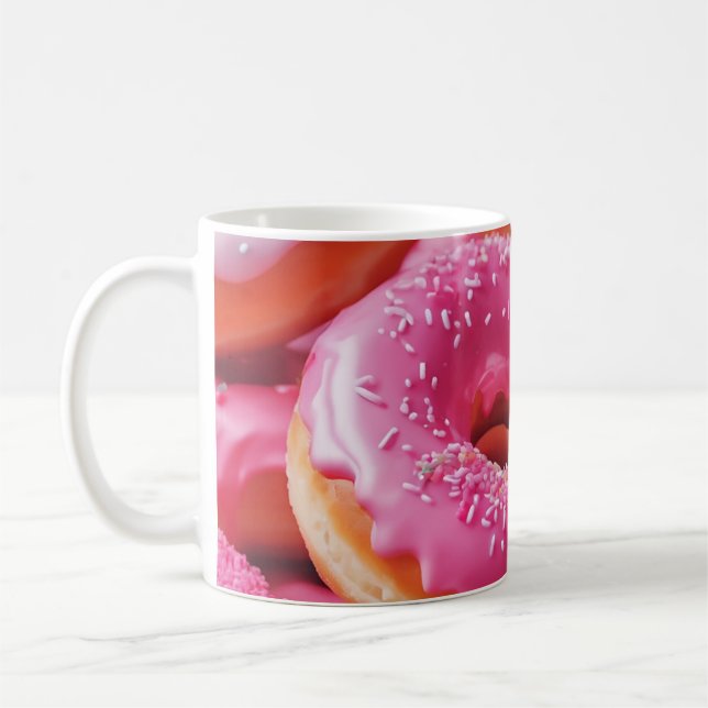 Taza De Café Donuts de fresa rosada (Izquierda)