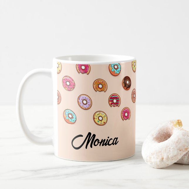 Taza De Café Donuts decorativos cortos en rosa (Con donut)