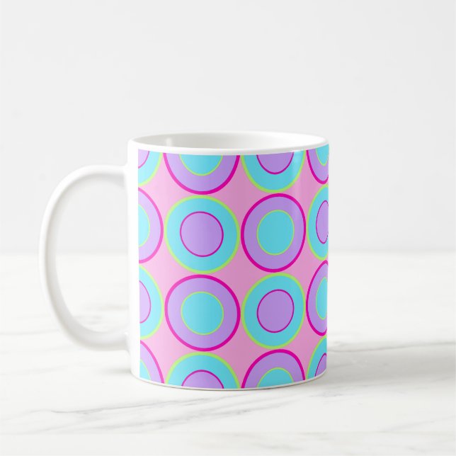 Taza De Café Donuts Lilac Y Turquesa Con Llenado En Rosa (Izquierda)