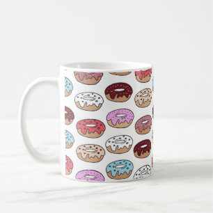 Taza De Café Donuts multicolores dibujados a mano sin fisuras.