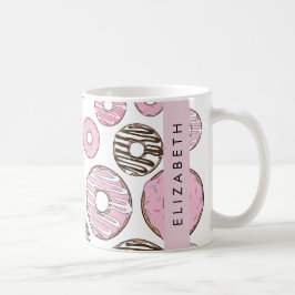 Taza De Café Donuts rosados, Donuts blancos, rociadores, tu nom