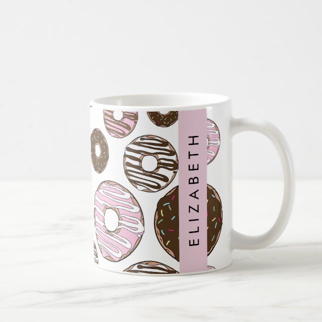 Taza De Café Donuts rosados, donuts marrones, rociadores, tu no (Derecha)