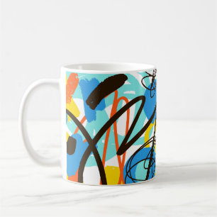 Taza De Café Doodle abstracto, patrón brillante de verano.
