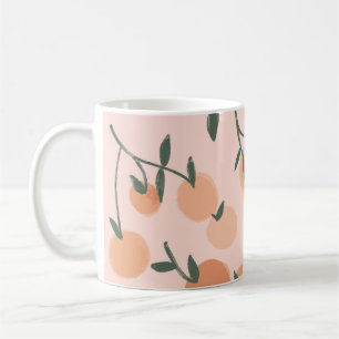 Taza De Café Doodle Art: Patrón de cosecha de cerezos Naranjas