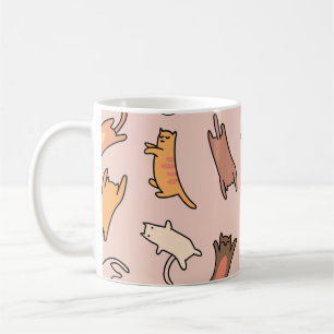 Taza De Café Doodle Cats Vintage Seamless Ilustracion