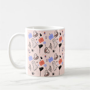 Taza De Café Doodle con tema vintage de Halloween retro