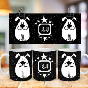 Taza De Café Doodle cutáneo monograma con estrellas