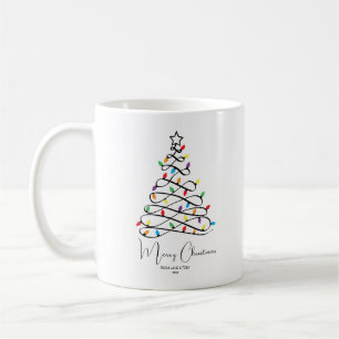 Taza De Café Doodle de árbol de Navidad personalizado