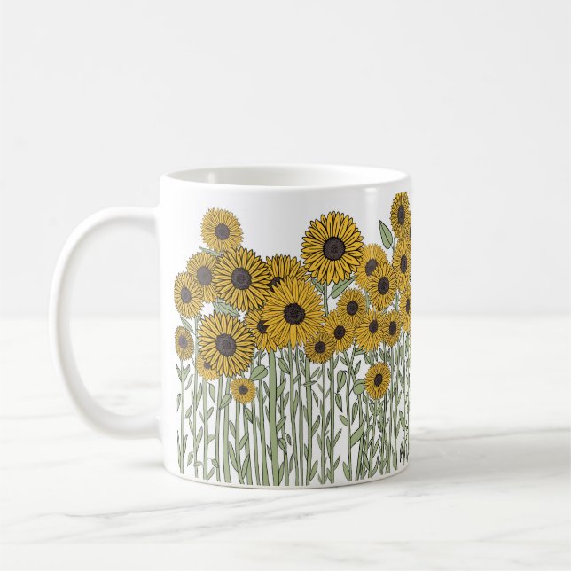 Taza De Café Doodle de girasol (Izquierda)