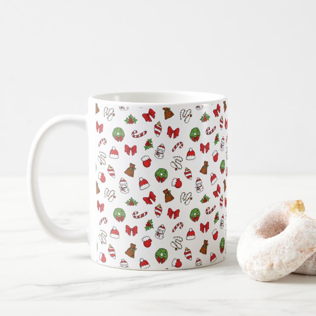 Taza De Café Doodle de Navidades cutáneos (Con donut)