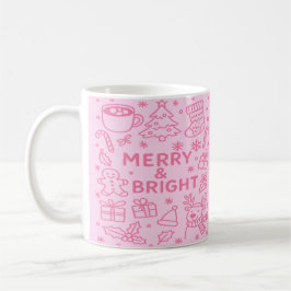 Taza De Café Doodle de Navidades rosados | Alegría de fiesta