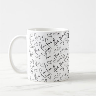 Taza De Café Doodle del Día de San Valentín Letra Negra