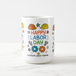 Taza De Café Doodle Divertido Día del Trabajo