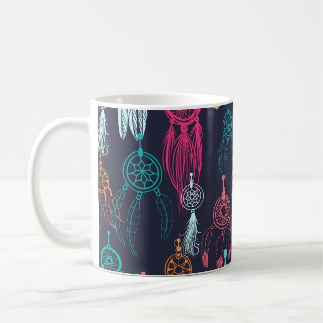 Taza De Café Doodle étnico retro: Colección Dreamcatcher (Izquierda)