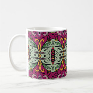 Taza De Café Doodle étnico tribal geométrico floral