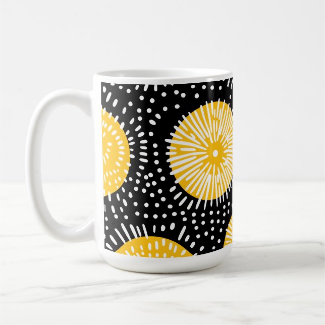 Taza De Café Doodle explosión negro amarillo y blanco (Izquierda)