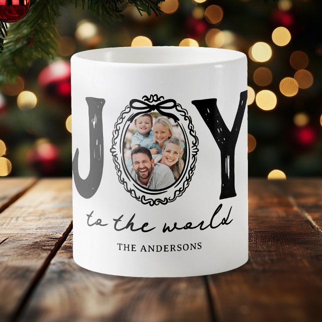 Taza De Café Doodle Joy To World Photo Navidades (Subido por el creador)