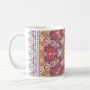 Taza De Café Doodle ornamental colorido: Patrón de encaje simét