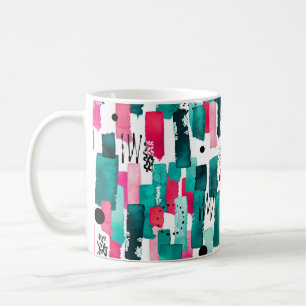 Taza De Café Doodle Patrón sin foco de color rosa y gris