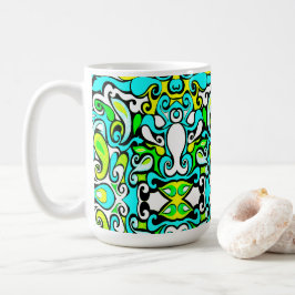 Taza De Café doodle retro swirl estilo vintage de los años 60