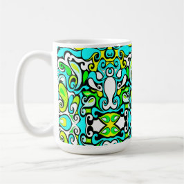 Taza De Café doodle retro swirl estilo vintage de los años 60