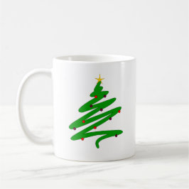 Taza De Café Doodle verde de árbol de Navidad
