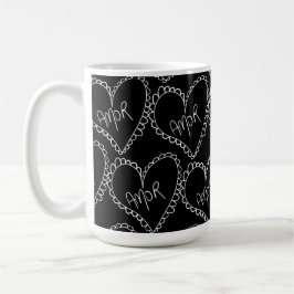 Taza De Café Doodles Black Hearts Valentines Day Pink